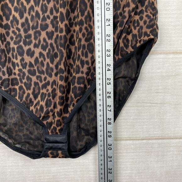 Curvy Couture Bodysuit Size 3XL Leopard Print Mesh Adjustable Stretch Top NWT - Picture 6 of 10